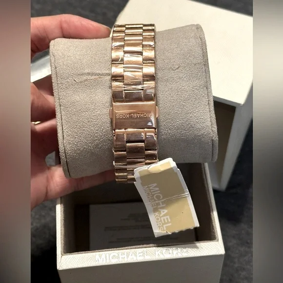 Michael Kors Women’s Runway Baguette Crystals Rose Gold Watch 40mm MK6533 - Picture 5 of 11